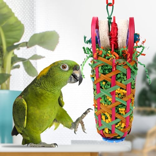Kyouki Parakeets Toys, 2 PCS Bird Chewing Toys – Perfect for Cockatoos, Conures, Love Birds, Small & Medium Parrots, Fun Foraging & Tearing Bird Cage Accessories (Seeking Food Basket)