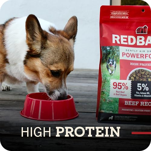 Redbarn Powerfood Air Dried Dog Food 2 lbs High Protein Beef and Lamb with Prebiotics Postbiotics for Digestive Health Wholesome Pet Food Complete