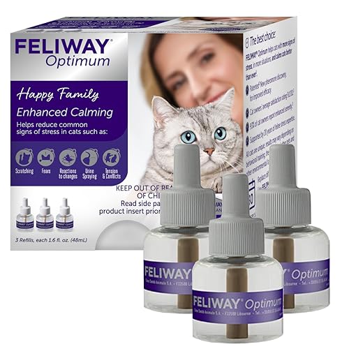 FELIWAY Optimum Cat Calming Diffuser Refill (3 Pack, 90 Day Supply) – Cat Pheromone Diffuser Refill for Advanced Support to Reduce Stress, Spraying, Scratching, Fighting and Hiding