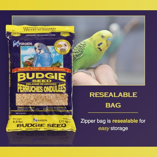 Hagen Parakeet/Budgie Staple VME Seed – Premium Blend, Nutritionally Balanced, Fortified with Vitamins & Minerals, Dust-Free Mix for Budgies, 6 lb Bag