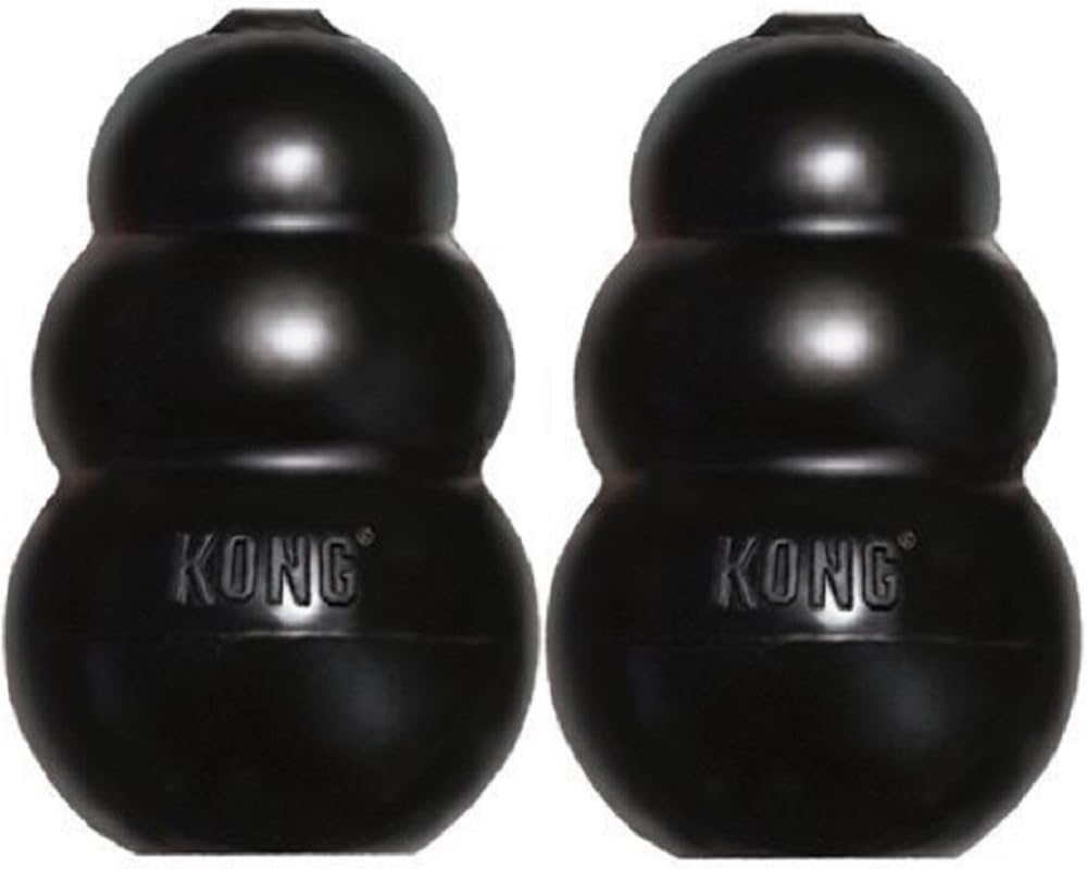 Kong Extreme Dog Toy 2-Pack, Large - Tough Chew Toys for Aggressive Chewers - Black Durable Rubber