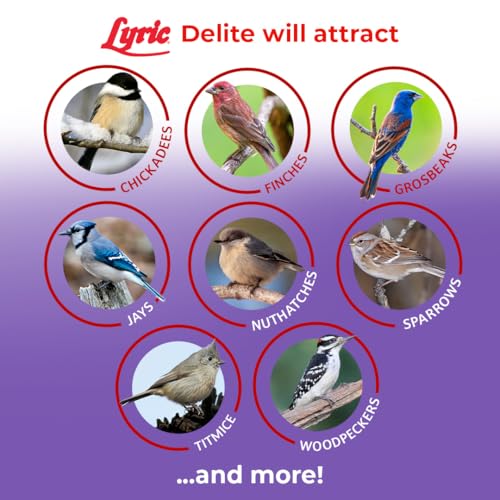 Lyric Delite Wild Bird Seed for Outside Feeders - No Waste Bird Food, Shell-Free Nuts & Seeds Mix, Attracts Buntings, Chickadees & Finches, 20 lb Bag
