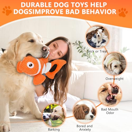 Squeaky Dog Toys, Durability Interactive Tug of War Puppy Toys for Indoor and Outdoor Play - Stuffed Pet Dog Toys with Soft Fabric Suitable for