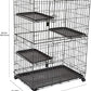 Basics Large 3-Tier Cat Cage Playpen with Easy to Clean Removable Tray, Front Doors, Portable, Foldable, 35.8" x 22.4" x 50.6", Black