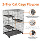 Basics Large 3-Tier Cat Cage Playpen with Easy to Clean Removable Tray, Front Doors, Portable, Foldable, 35.8" x 22.4" x 50.6", Black
