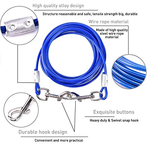 Dog Tie Out Cable and Anti Rust Spiral Stake , 30ft Outside Leash&Chain for Camping and Yard, 16'' Heavy Duty for Medium-Large Dogs Up to 125 lbs