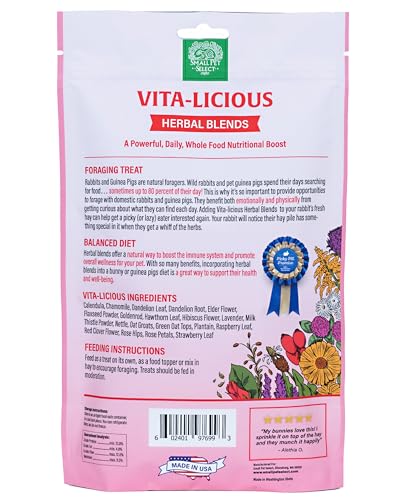 Small Pet Select - Vita-Licious Herbal Blend, a Natural Herbal Treat for Rabbits, Guinea Pigs, Hamsters, Gerbils, and Mice, 4.4oz