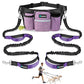 PetAmi Premium Hands Free Dog Leash for 2 Dogs, Adjustable Waist Belt Leash for Dog Walking, Fanny Pack Accessories Bag Dual Bungee Leash for
