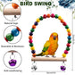 Bird Toys for Parakeets 7Pcs, Wood Parrots Budgie Cage Accessories, Bird Perch Swings for Small Conure Cockatiel Toys, Bird Ladder Swing for Parakeets Climbing 18''