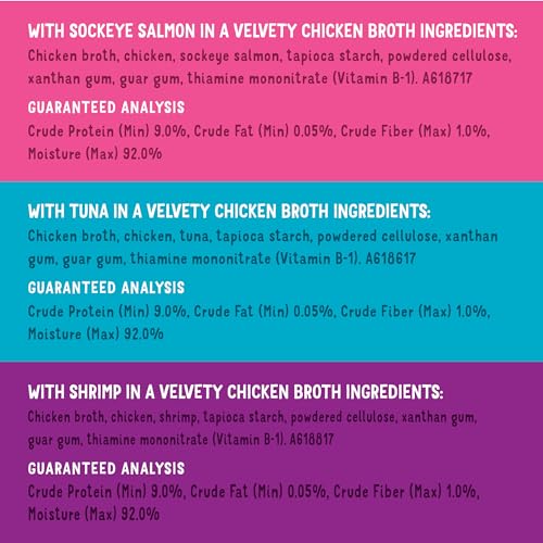 Friskies Purina Grain Free Wet Cat Food Lickable Cat Treats Variety Pack, Lil' Soups With Salmon, Tuna or Shrimp - (Pack of 30) 1.2 oz. Cups