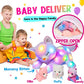 Hopearl LED Plush Cat Lighting Up Stuffed Mommy Cat with 3 Baby Kittens in her Tummy Stuffed Animal Playset Night Lights Glow in The Dark for Mom