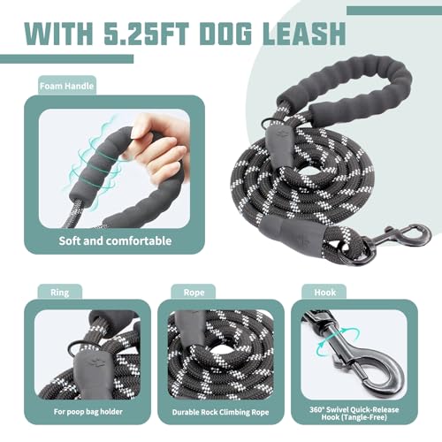 AUROTH Dog Harness and Leash Set, Soft Padded Service Dog Vest with 5.25FT Dog Leash, No Choke, Easy On Pet Vest, Adjustable Reflective No Pull Pet