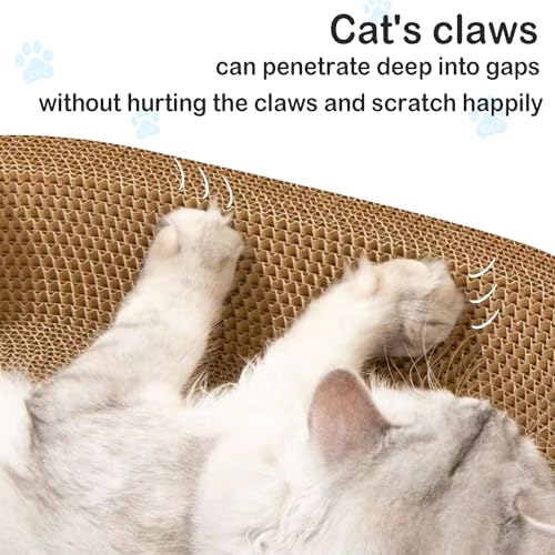 Cat Scratcher, 23.6x14.9 inches Cardboard Cat Scratchers for Indoor Cats, Large Cat Scratching Board, Oval Cat Scratch Pad Bed with Catnip