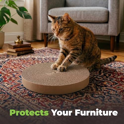 Best Pet Supplies Catify Cat Scratcher, Fun Interactive Scratchers, Posts, Poles, Claw Safe, Furniture Saver Indoor Play Support Natural Cat Behaviors Heavy Duty - 5 Pack Round, 10 x 10"
