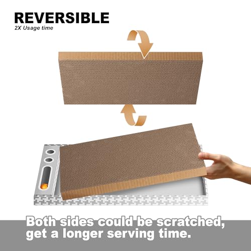Cat Scratching Board 3 Pack – Reversible Cardboard Scratcher for Indoor Cats, Wide Boxed Scratch Pads with Bell Ball, Durable Corrugated scratchers as Furniture Protector