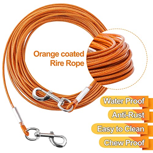 Tie Out Cable for Dogs,10/20/30/50/100FT Dog Leads for Yard Chew Proof,Heavy Duty Tie Out Cable for Large Dogs Up to 125lbs,Dog Runner Tether