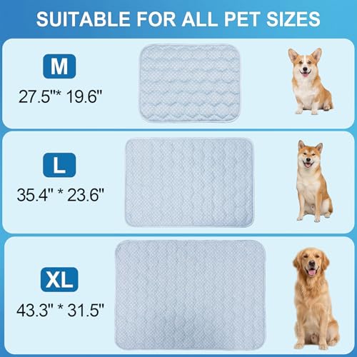 Dog Cooling Mat Q-MAX>0.5 Self-Cooling Mat for Dogs Crate Pad for Dogr, 2-in-1 Long-Lasting Cool Mats and Soft Kennel Pad for Dogs, Easy Washable Mat
