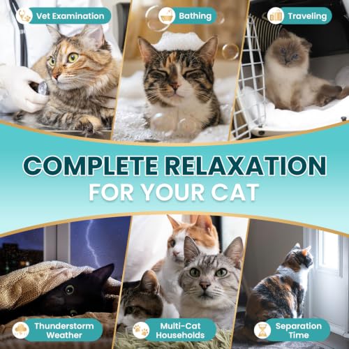 Cat Calming Treats, 140 Soft Chews to Relieve Anxiety, Stress & Prevent Bites, Perfect for Travel & Veterinary Visits, Soothing Calming Care for
