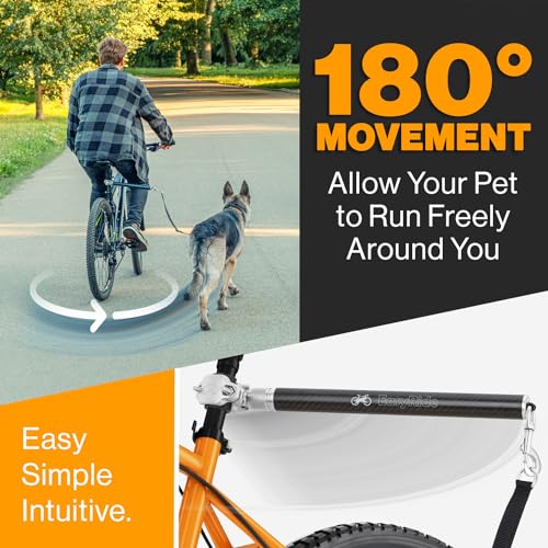 V2.0-180° Rotating Dog Bike Leash - with Shock Absorbers and Quick Attach Mechanism | Carbon Fiber | Detachable, Adjustable for the Smoothest Ride