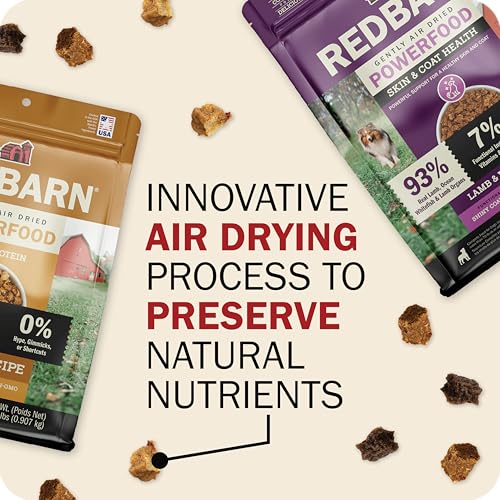 Redbarn Powerfood Air Dried Dog Food 2 lbs High Protein Beef and Lamb with Prebiotics Postbiotics for Digestive Health Wholesome Pet Food Complete