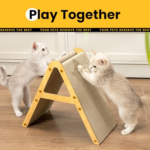 Cat Scratcher Cardboard with Wood Frame, 3-in-1 Vertical & Horizontal Scratching Pad, Reversible Cat Scratch Board, Durable Furniture Protector for Kittens & Small Cats