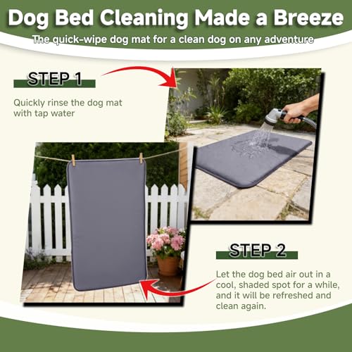 Dog Crate Pad, Double-Sided Waterproof Crate Mat Bed, Outdoor Kennel Mat Pet Sleeping for Medium Large Dogs, Clooling, Waterproof, Wipeable, Anti-Slip, Kennel Pads 35 x 22 Inch, Dark Gray
