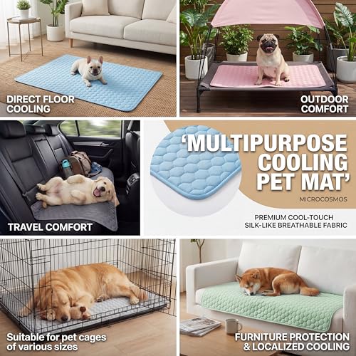 MICROCOSMOS Summer Cooling Mat & Sleeping Pad- Water Absorption Top, Materials Safe, Easy Carry, EZ Clean. Keep Cooling for Pets, Kids and