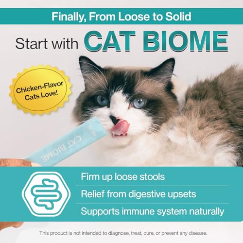 Doctor By Cat Biome Probiotics for cats Anti Diarrhea Feline Gut & Digestive Support Immune Health Sensitive Stomach Constipation with L. plantarum+Prebiotics 30 Lickable Formula Individually Packaged