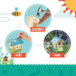 Beetle & Bee Build A Bird Bungalow - DIY Kid Art Craft Outdoor Birdhouse Kit, House Painting Kit for Kids, Hardware Glue Included- 4 Paints, 1 Brush, 7 Wooden Pcs, Chain For Tree Hanging Age 5+