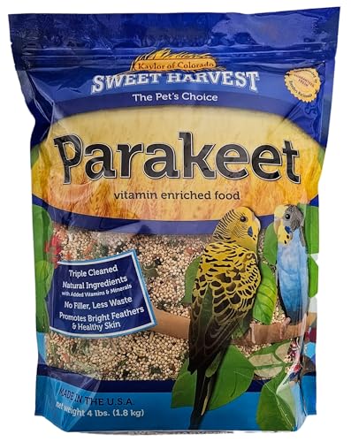 Parakeet Bird Food, 4 lbs Bag - Seed Mix for Parakeets Budgerigars Budgies