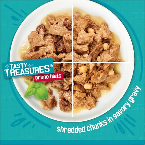 Purina Friskies Wet Cat Food Variety Pack, Tasty Treasures  Filets (With Chicken and Tuna, With Chicken, and With Ocean Fish and Tuna, and With Turkey) - (Pack of 24) 5.5 oz. Cans