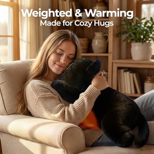 Mewaii Weighted Stuffed Animals 5 lbs Adjustable, Heated & Coolable 23 Inch Plush for Realistic Hug, Microwavable Removable Inner Pad, Cat Gifts for