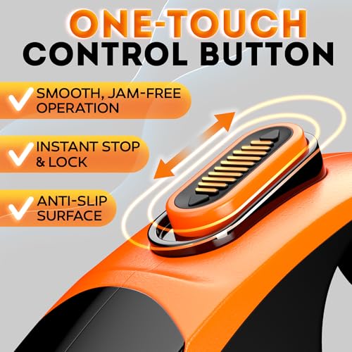 Retractable Dog Leash 16.4 ft – 360° Tangle-Free Design – Heavy Duty Reflective Leash – Soft Anti-Slip Grip Outdoor Daily for Small Medium Dogs up to