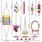 Bird Toys for Conures with Colorful Ladder Hammock Bird Cage Accerious Bird Perch Stand Chewing Toys Hanging Bell for Parrot Parakeet Cockatiel Lovebirds