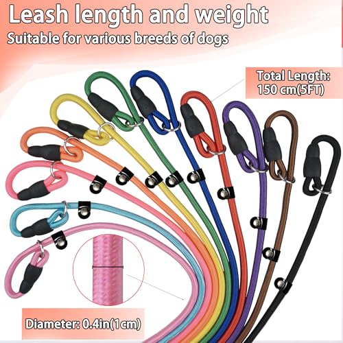 FOVRLZSE Nylon Dog Leash 11-Pack (11 Assorted Colors), 4.6FT for Small to Medium Dogs, 10mm Braided Nylon with TPU Non-Slip Buckle, Daily Walking