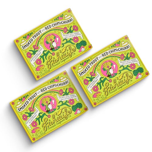 Fishwife Smoked Rainbow Trout with Red Chimichurri 3-Pack (3.7 Ounce) | ASC-Certified Sustainable Seafood, Gluten Free, Omega-3s | Handpacked in BPA-NI Tins