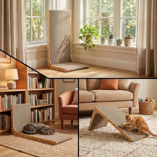 SMARTBEAN 3-Pack Cardboard Cat Scratcher for Indoor Cats, 23 Inch L Shaped Vertical Cat Scratching Post, Cat Scratching Board for Wall and Couch, Large