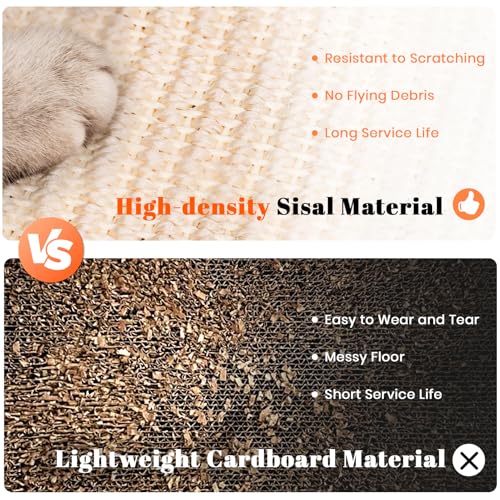 Cat Scratcher, Cat Cratch Sisal Pad with Wooden Roller Ball Toy, Cat Scratchers Interactive Toys for Indoor Cats, Satisfies Kitten’s Scratching, Chasing and Hunting