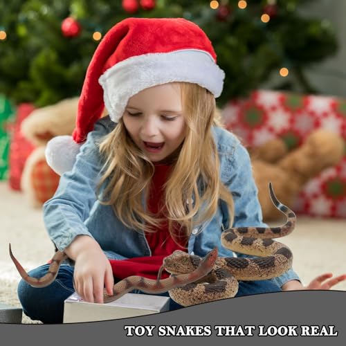 Gelabur 2Pcs Fake Snakes Prank, Soft Rubber Snake Realistic Keep Birds Away, Fake Snakes Toy - Life-Like Snake Figurine for Pranks, Halloween Decorations, and Educational Purposes