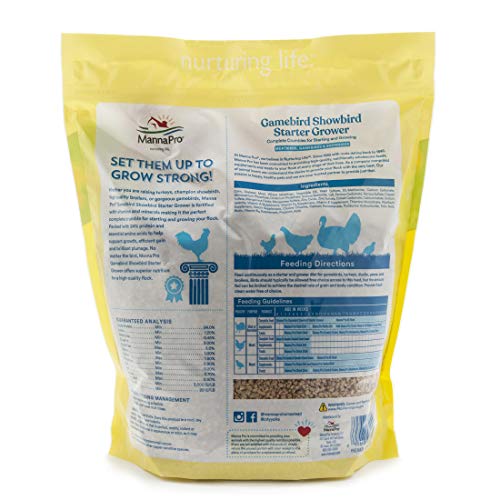 Manna Pro Gamebird & Showbird Crumbles – Premium Poultry Feed for Chickens, Ducks, Gamebirds, Turkeys & Bantams – Fortified with Vitamins & Minerals – Healthy Complete Diet – 5 lb Bag