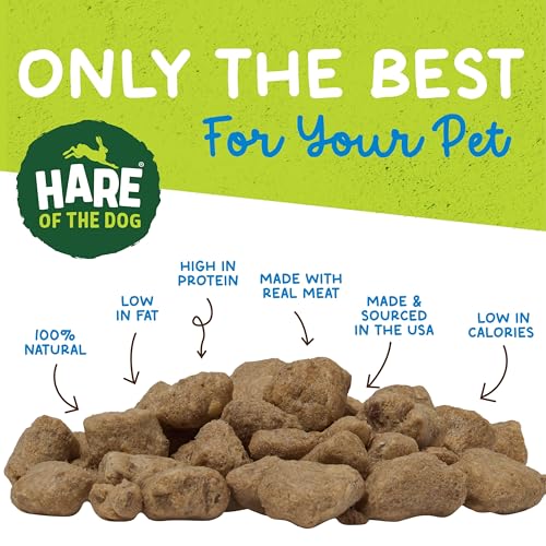 Hare of the Dog Freeze Dried Rabbit Treats for Dogs - All-Natural, Single-Ingredient, High-Protein Snacks - Made in the USA (2.25 Oz 2 Pack)