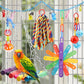 QUOZUO 9 Pcs Parakeet Cockatiel Bird Toys, Parrots Cage Accessories Swing Rope Hanging Wooden Perch Chewing Toy for Budgerigar, Parrot, Cockatiel