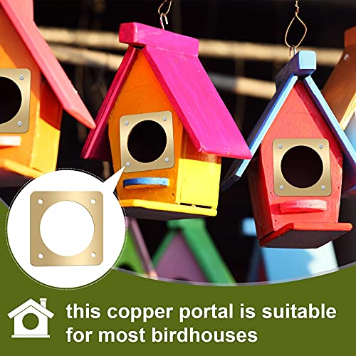 Hotop 18 Pcs 1 1/2'' Opening Metal Bird House Guard Portal Bird House Hole Protector with Copper Open Protector Guards for Eastern Bluebird Rooms Sparrow Houses(Opening)