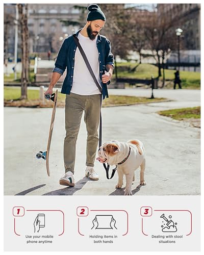 Hands Free Dog Leash, 5.9-8.2ft Multifunctional Crossbody Rope with Explosion-Proof Handle and Adjustable Training Hands Free Leash for Medium Dog