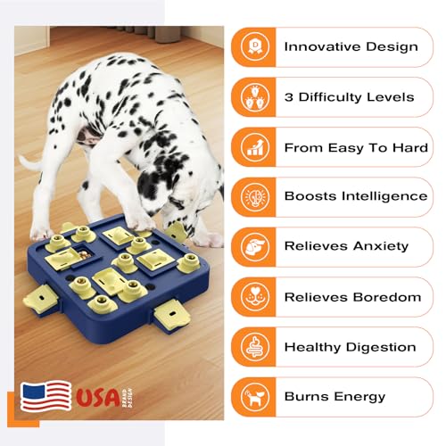 KADTC Dog Chess Puzzle Toy, Large Size, 3 Levels of Step-by-Step Challenge Beginner to Advanced Slow Feeder & Mental Stimulation for Smart Dogs Enrichment Toys