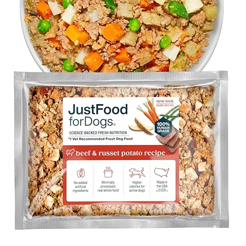 JustFoodForDogs Frozen Fresh Dog Food, Complete Meal or Topper, Beef & Russet Potato Human Grade Recipe, 18 oz (Pack of 7)