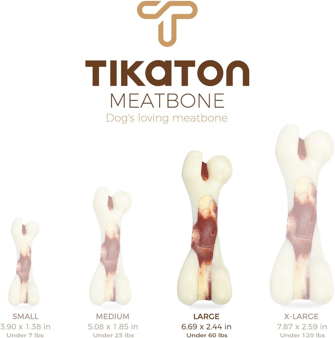 Tikaton Indestructible Dog Chew Toys for Aggressive Chewers, Beef Flavor Durable Dog Teething Chew Toys Bones for Large/Medium/Small Puppies