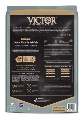 VICTOR Super Premium Dog Food – Purpose – Senior Healthy Weight Management – Dry Dog Food for Adult Dogs – Gluten Free with Glucosamine and