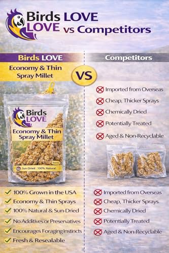 Birds LOVE Millet Tips & Tails for Birds - Parakeets, Cockatiels, Lovebirds, Finches, Budgies, Canaries, Cockatoos - Natural & Healthy Millet for Birds - Parakeet Food & Treats for All Parrots, 1lb