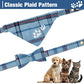 EXPAWLORER Puppy Collar and Leash Set - Embroidery Pawprints Plaid Dog Collar and Dog Leash Set, Bow Tie and Bandana Dog Collar with Bell, Cute